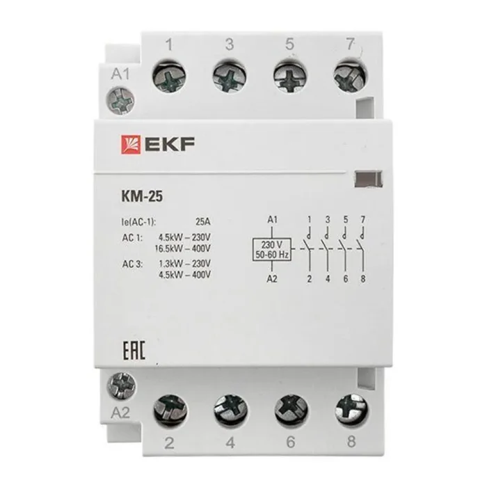 Контактор модульный КМ 25А 4NО (3 мод.) EKF km-3-25-40