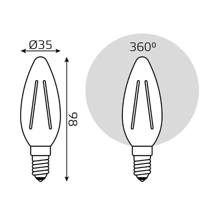 Лампа светодиодная филаментная Black Filament 5Вт свеча 4100К нейтр. бел. E14 450лм GAUSS 103801205