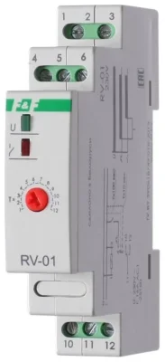 Реле времени RV-01 230В 16А задержка включ. 1..1200с 1перекл. IP20 монтаж на DIN-рейке F&amp;amp;F EA02.001.007