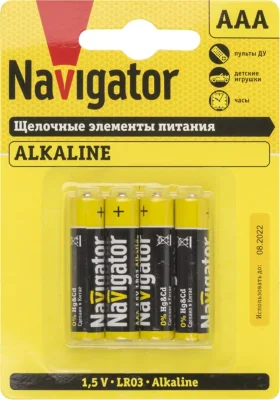 Элемент питания алкалиновый AAA/LR03 61 462 NBT-NPE-LR03-BP4 (блист.4шт) Navigator 61462