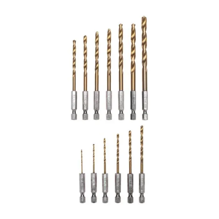 Набор сверл по металлу 1.5-6.5мм (через 0.5мм; 3.2мм; 4.8мм) HSS ТИТАН шестигранный хвостовик (уп.13шт) Kranz KR-91-0622