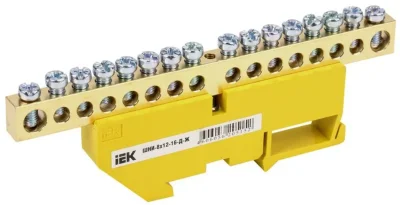 Шина PE "земля" на DIN-изол. ШНИ 8х12-16-Д-Ж IEK YNN10-812-16D-K05