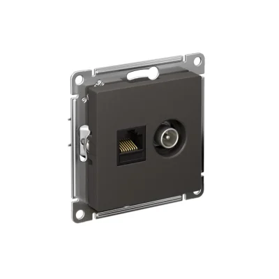 Розетка компьютерная + телевизионная 2-м AtlasDesign RJ45 кат.5E базальт SE ATN001489