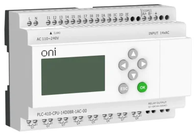 Модуль ЦПУ ПЛК 410 14 DI 8 RO 220В AC с Ethernet портом с экраном ONI PLC-410-CPU-14D08R-1AC-00