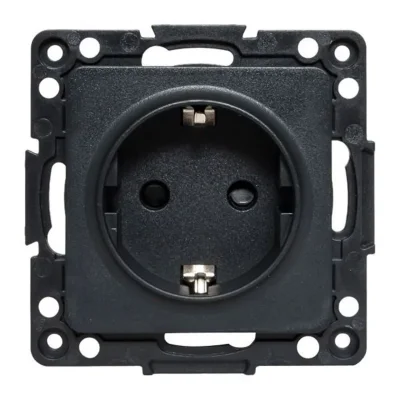 Розетка 1-м СП Стокгольм 16А с заземл. защ. шторки винтов. клеммы механизм черн. PROxima EKF EZR16-028-20