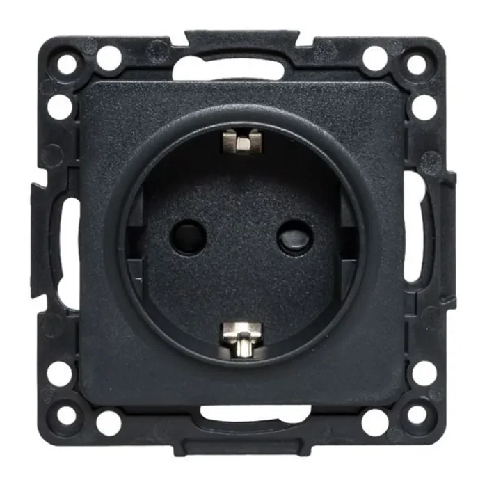 Розетка 1-м СП Стокгольм 16А с заземл. защ. шторки винтов. клеммы механизм черн. PROxima EKF EZR16-028-20