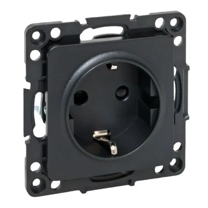 Розетка 1-м СП Стокгольм 16А с заземл. защ. шторки винтов. клеммы механизм черн. PROxima EKF EZR16-028-20