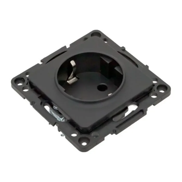 Розетка 1-м СП Стокгольм 16А с заземл. защ. шторки винтов. клеммы механизм черн. PROxima EKF EZR16-028-20