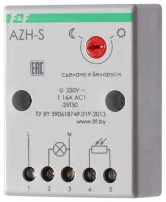 Фотореле AZH-S (выносной фотодатчик IP-65 монтаж на плоскость 230В 16А 1НО IP20) F&amp;F EA01.001.007