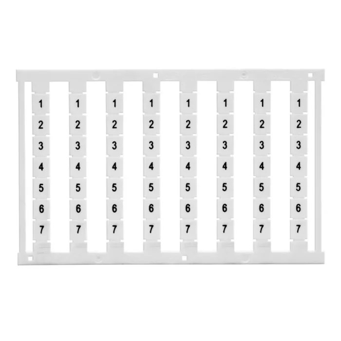Маркировка для клемм ширина 5мм узкая для клемм Push-in бел. от 1 до 12 горизонтальная ориентация 1шт = карта из 96 маркеров (уп.10шт) DKC NUPUTUK-5F-1-12H