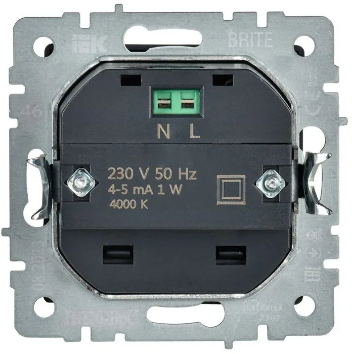 Подсветка светодиодная BRITE встраив. ПЛ20-БрС механизм сталь IEK BR-FL20-K46