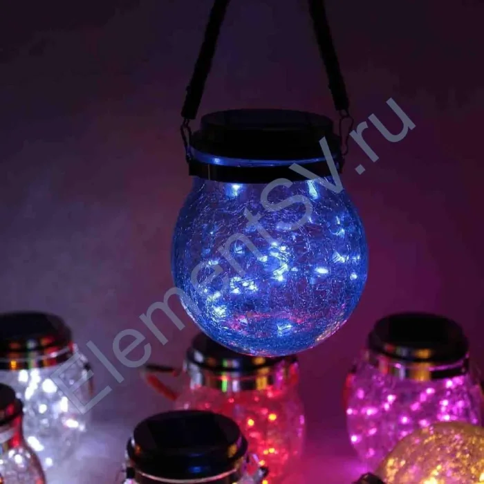 Светильник декоративный горшочек на солнечных батареях, blue, GOR3