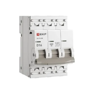 Выключатель автоматический модульный 3п D 16А 6кА ВА 47-63N PROxima EKF M636316D