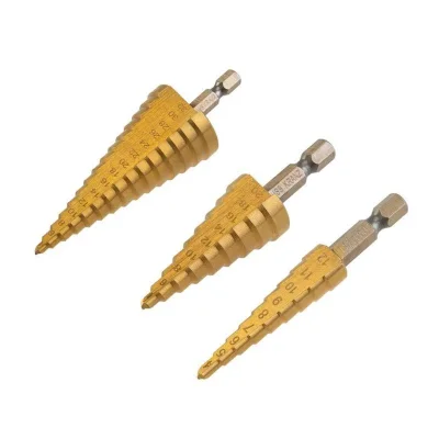 Набор ступенчатых сверл 4-12.4-20.4-32мм HSS-TiN ТИТАН (уп.3шт) Kranz KR-12-6620