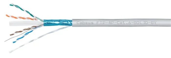 Кабель витая пара F/UTP кат.6 4х2х23AWG solid PVC нг(А)-LS FTP-4P-Cat.6-SOLID-GY сер. (уп.305м) Cabeus 8947c