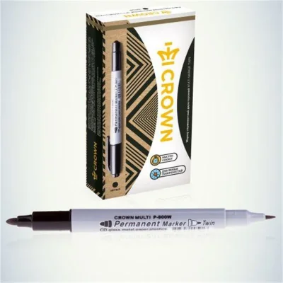 Маркер перманентный двухсторонний &quot;Multi Marker Twin&quot; 2мм/1мм пулевидный черн. Crown Б0048242