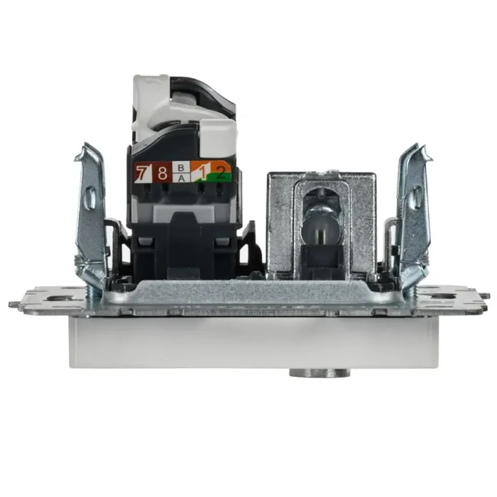 Розетка компьютерная + телевизионная 2-м Brite РТВ/РК12-БрБ RJ45 кат.5E + TV механизм бел. IEK BR-AK20-1-K01