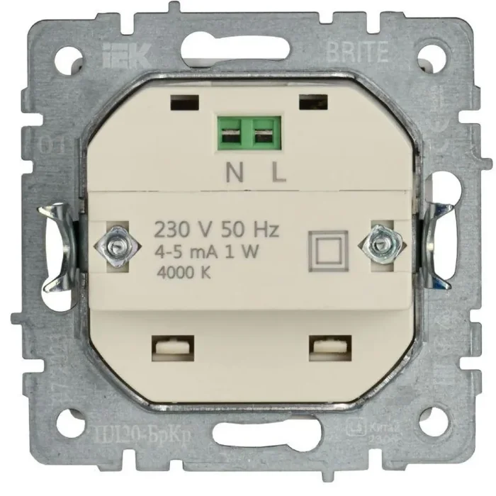 Подсветка светодиодная BRITE встраив. ПЛ20-БрКр механизм беж. IEK BR-FL20-K10