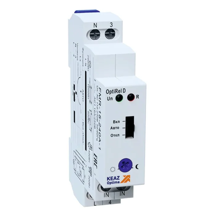 Фотореле OptiRel D FMR-15-240А-1 с датчиком 1.5м 16А 1СО 110-240АС КЭАЗ 332034