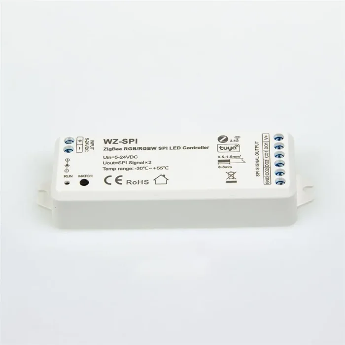 Контроллер WZ-SPI KZ12 (ZigBee, RF 2.4G, tuya, out-SPIx2, max 1000pix, 5-24V, IP20)