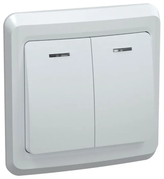 Выключатель 2-кл. СП Вега 10А IP20 ВС10-2-1-ВБ с индикацией бел. GENERICA EVV21-K01-10-DM