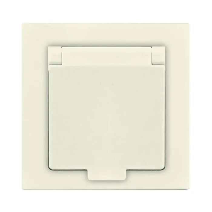Розетка 1-м СП Афина 16А IP20 с заземл. с крышкой в сборе сл. кость (ivory) Universal A0029-I