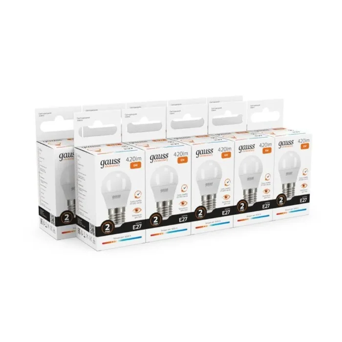 Лампа светодиодная Elementary 6Вт P45 шар 3000К тепл. бел. E27 420лм GAUSS 53216