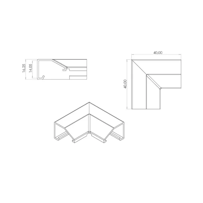 Соединитель угловой для 553 профиля (пластик, цвет-серебристый металлик)