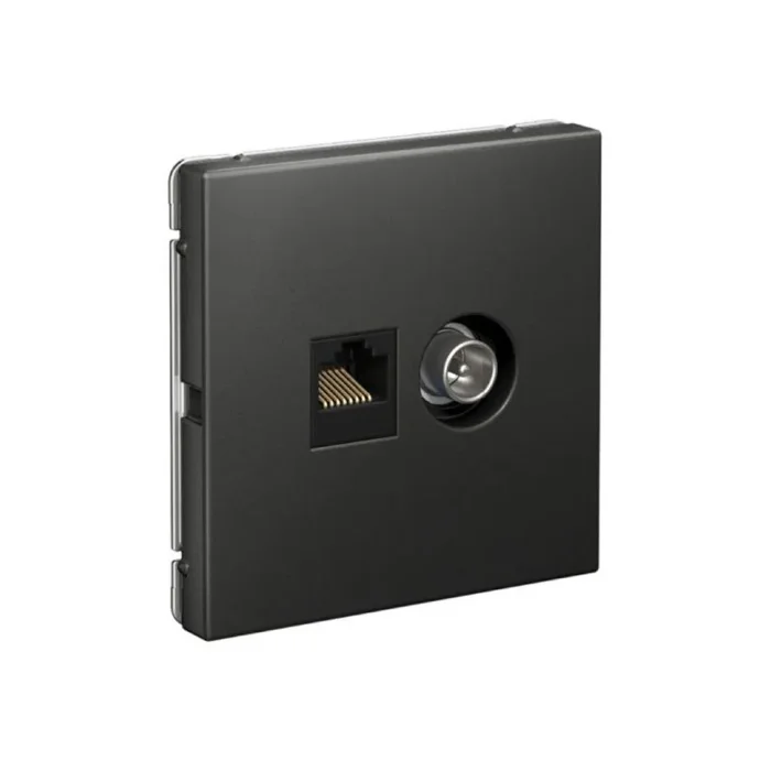 Розетка компьютерная + телевизионная 2-м ArtGallery RJ45 + TV кат.5E базальт SE GAL001489