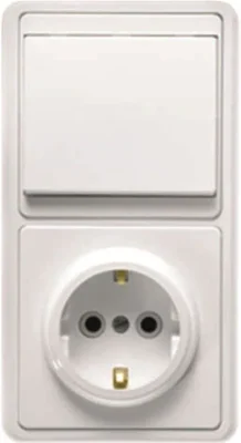 Блок БКВР-031 Бэлла (1-кл. выкл. + розетка с заземл.) бел. Кунцево 5819