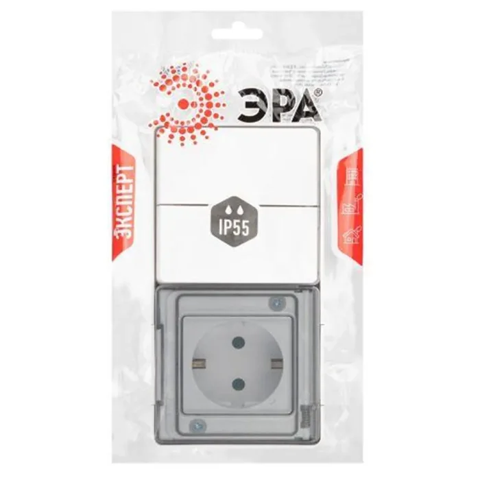 Блок розетка с выключателем Эксперт 11-7502-01 двойн. IP55 16A(10AX)-250В ОУ белый Эра Б0063270