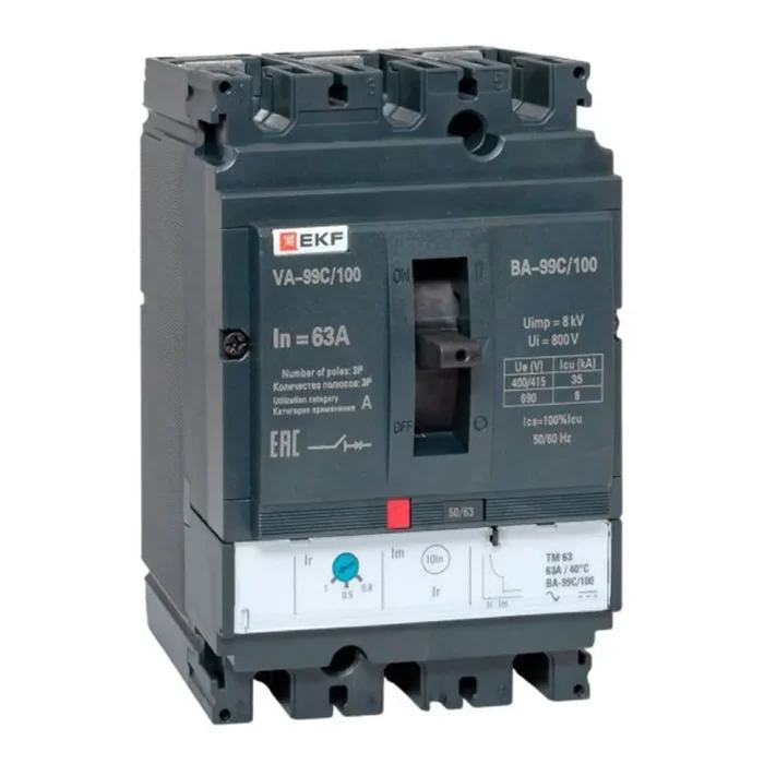 Выключатель автоматический 3п 100/63А 36кА ВА-99C Compact NS PROxima EKF mccb99C-100-63