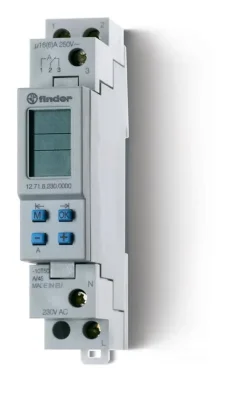 Реле времени цифровое недельное 16А 230В AC 1CO 17.8мм IP20 ПК (012.00) монтаж на рейку 35мм FINDER 127182300000