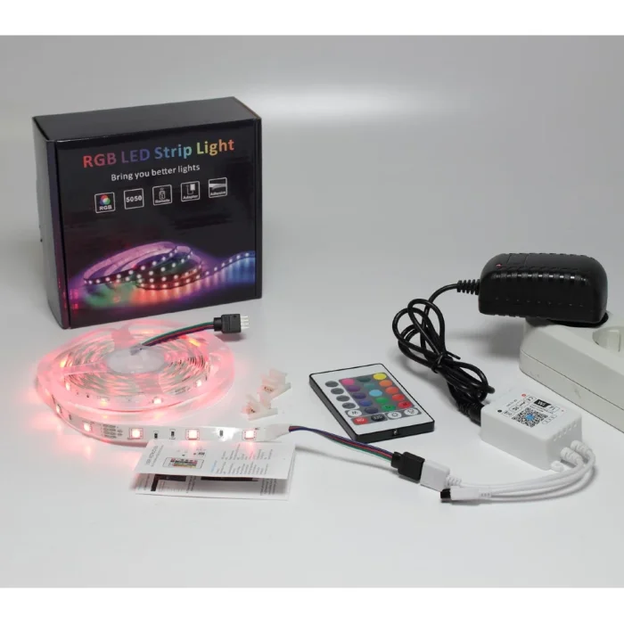 Набор светодиодной ленты 5XRGB30-A01 X11 (12V, RGB 30led/m 5m, IR, Wi-Fi, адаптер 220V, IP20)