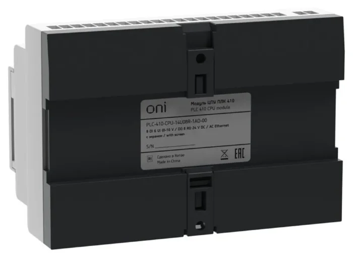 Модуль ЦПУ ПЛК 410 8 DI 6 UI (0-10В/DI) 8 RO 12В-24В DC или 24В AC с Ethernet портом с экраном ONI PLC-410-CPU-14U08R-1AD-00