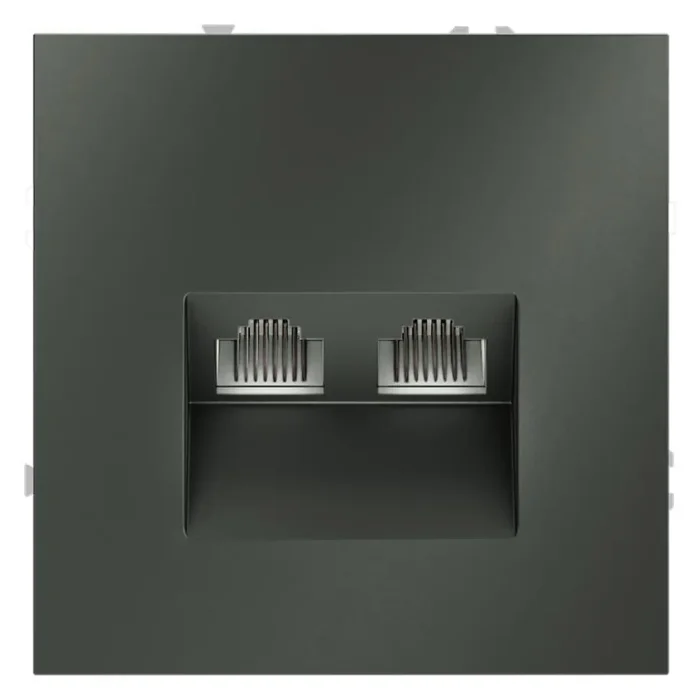 Розетка компьютерная 2-м СП S70 RJ45 + RJ45 кат.6 механизм титан Voltum VLS060206