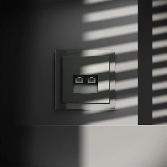 Розетка компьютерная 2-м СП S70 RJ45 + RJ45 кат.6 механизм титан Voltum VLS060206