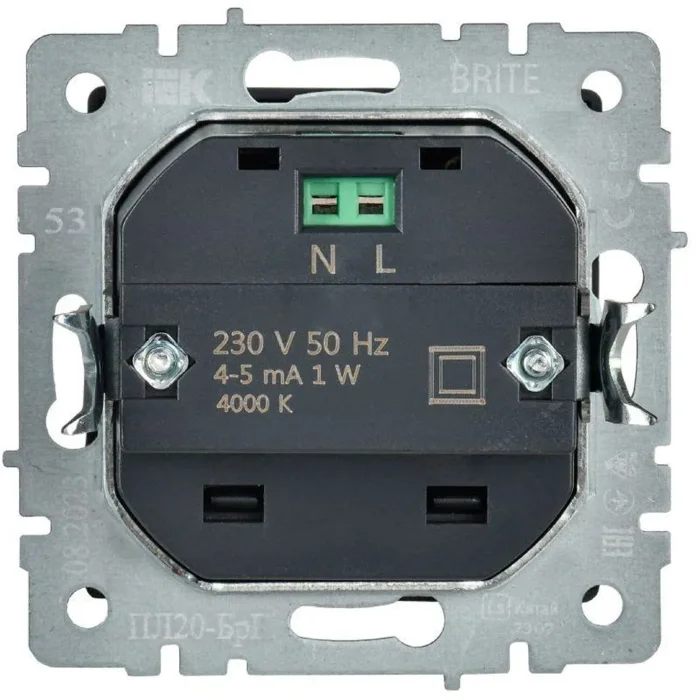 Подсветка светодиодная BRITE встраив. ПЛ20-БрГ механизм графит IEK BR-FL20-K53