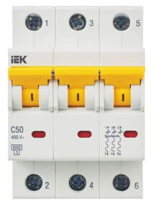 Выключатель автоматический модульный 3п C 50А 6кА ВА47-60M KARAT IEK MVA31-3-050-C