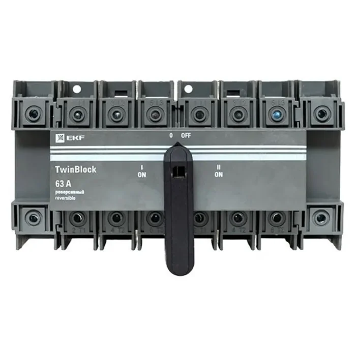 Рубильник 4п 63А реверсивный с рукояткой для прямой установки TwinBlock EKF tb-s-63-4p-rev