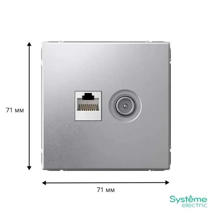 Розетка компьютерная + телевизионная 2-м ArtGallery RJ45 + TV кат.5E алюм. SE GAL000389