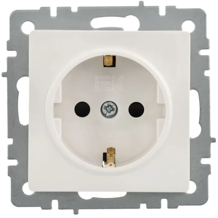 Розетка Btrite РС14-1-0-БрБ 16А с заземл. бел. IEK BR-R14-16-K01-PRO