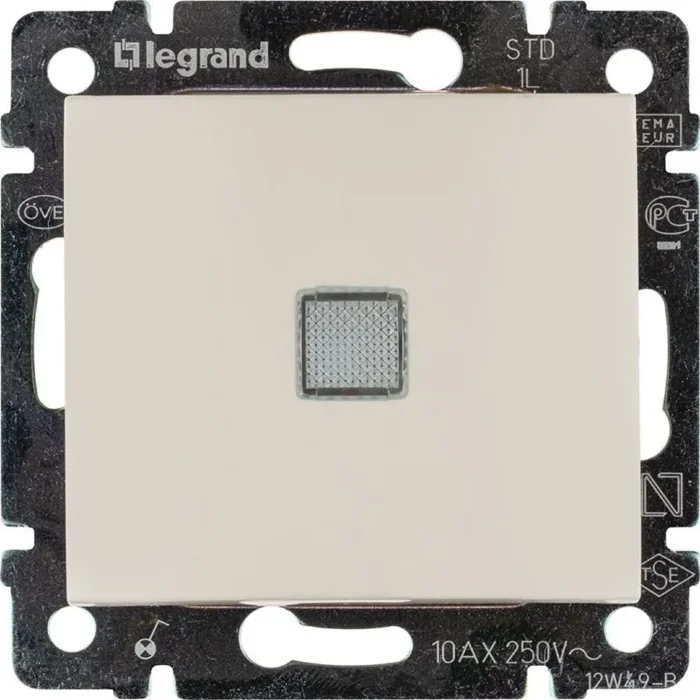 Выключатель 1-кл. СП Valena 10А IP31 250В с зел. индикацией механизм сл. кость IEK 774310