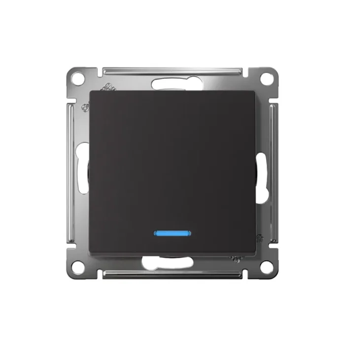 Переключатель проходной 1-кл. СП AtlasDesign 10А IP20 (сх. 6а) 10AX с подсветкой механизм карбон SE ATN001063