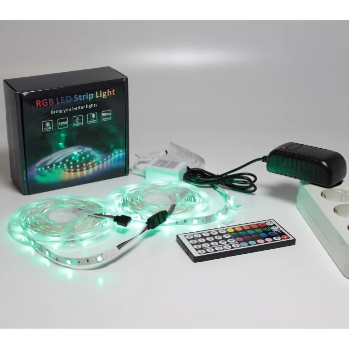 Набор светодиодной ленты 10XRGB30-A04 X14 (12V, RGB 30led/m 2x5m, IR, адаптер 220V, IP20)