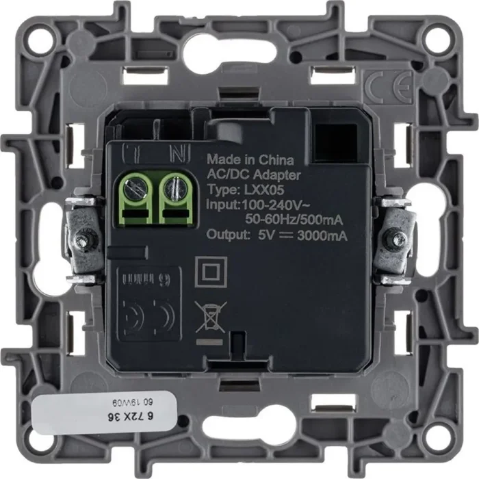 Устройство зарядное Etika с 2-мя USB разъемами A и C 240В/5В 3000мА сл. кость IEK 672336