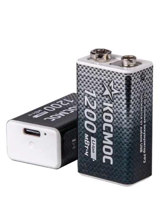Аккумулятор крона Li-ion 9В 1200мАч (уп.2шт) КОСМОС KOCLi9V1200mAh2B