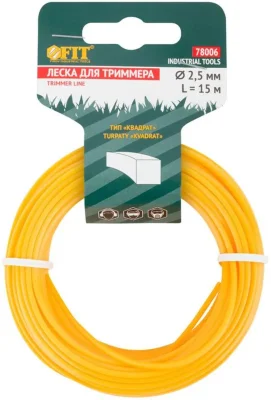 Леска для садовых триммеров &quot;Квадрат&quot; 2.5ммх15м FIT 78006