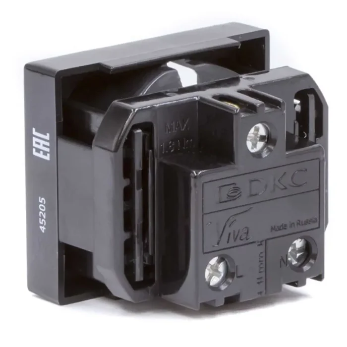 Розетка 1-м 2мод. Viva 16А IP20 2P+E с заземл. защ. шторки черн. DKC 45205
