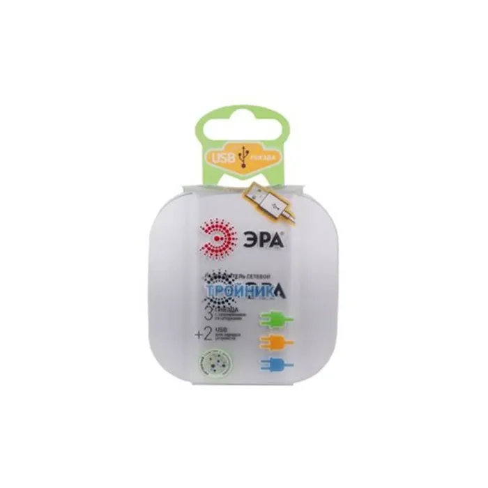 Разветвитель 3-м с заземл. 16А IP20 SP-3e-USB-2A 220В + 2хUSB 2000мА защ. шторки бел. Эра Б0015243